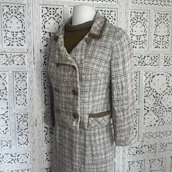 Vintage Handmade Plaid Career Business Dress & Blazer Set Sz Small - Picture 3 of 10